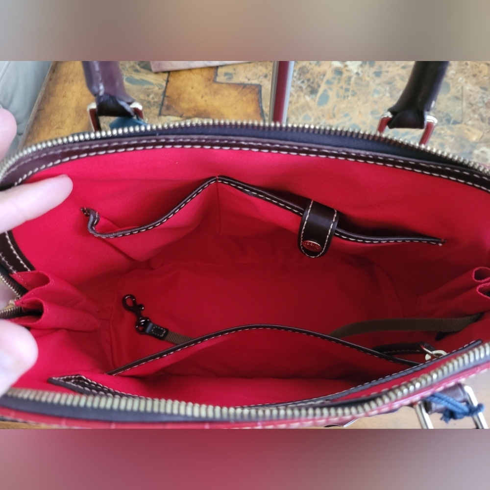 Dooney & Bourke Red Croc-Embossed Leather Satchel - Picture 8 of 11